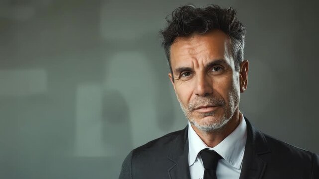 A man in a suit looking puzzled with his right hand on his chin.