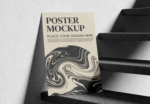 Flyer On Metal Stairs Mockup
