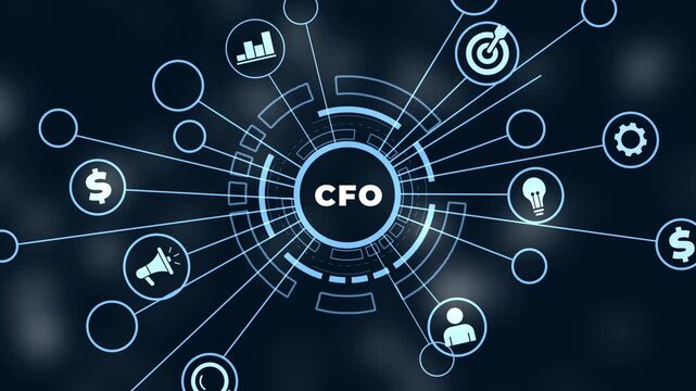 Business, Technology, Internet and network concept. virtual screen of the future and sees the inscription: CFO