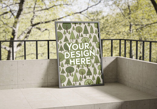 Framed Poster Concrete Terrace Mockup