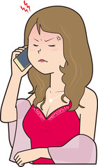 電話でイライラするキャバ嬢