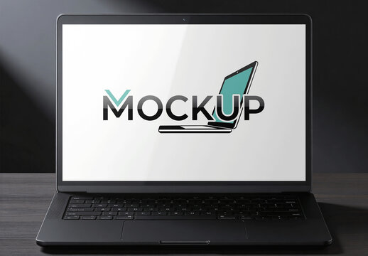 Laptop Dark Room Mockup