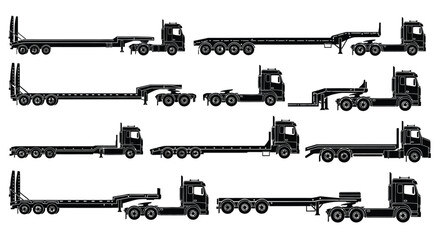 Semi trailer long haul truck silhouette illustration © Pitiyage