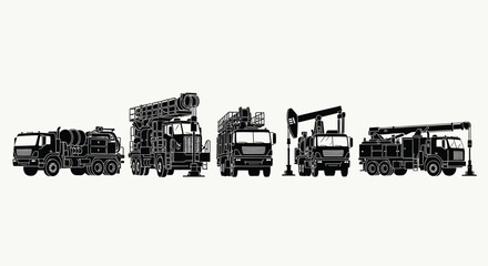 Concrete pump boom truck silhouette illustration © Pitiyage