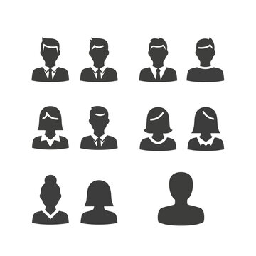User icons set with people avatars and silhouettes in vector style for social and business profiles