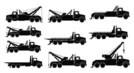 Tow truck and wrecker silhouette illustration © Pitiyage