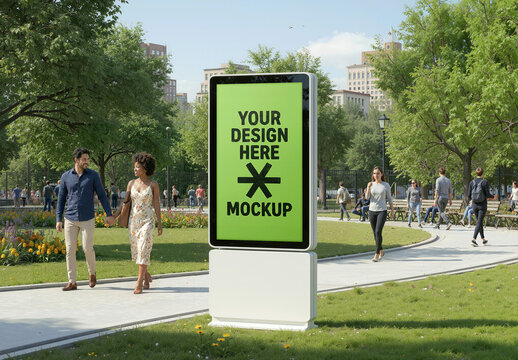 Outdoor Digital Billboard Park Mockup