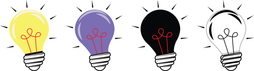 Creative illustration of a bright lightbulb icon as a symbol of innovation and power © Miju