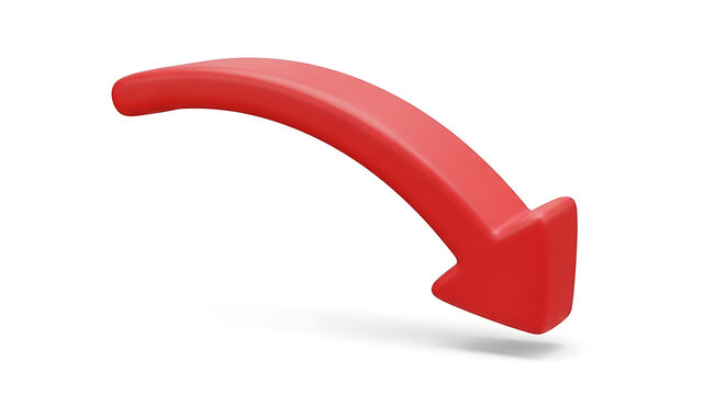 3D red arrow graphic falling downwards on a white background