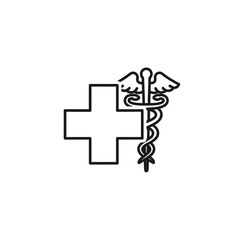 Fototapeta premium Medical Doctor Icon with Cross and Caduceus Symbol for Healthcare and Medicine