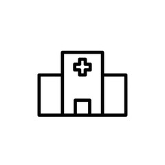 Fototapeta premium Minimalist Black and White Hospital Building Icon for Medical and Healthcare Design