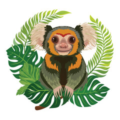 Colorful lemur portrait surrounded by vibrant tropical foliage © Putta