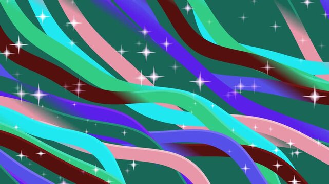 Bright vector illustration of an abstract background featuring a colorful rainbow wave design with artistic light curves and star patterns for a creative banner template