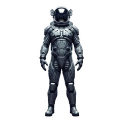 Futuristic astronaut standing on black background