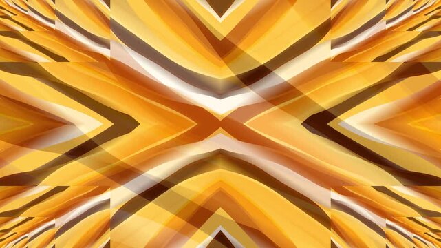 An abstract golden background features a flowing wave pattern with orange gradient curves and silk texture light motions for a modern vector art wallpaper design
