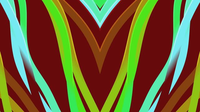 Abstract colorful background with heart patterns and bright rainbow wave textures featuring seamless vector line art and retro striped curves for a stylish wallpaper design element