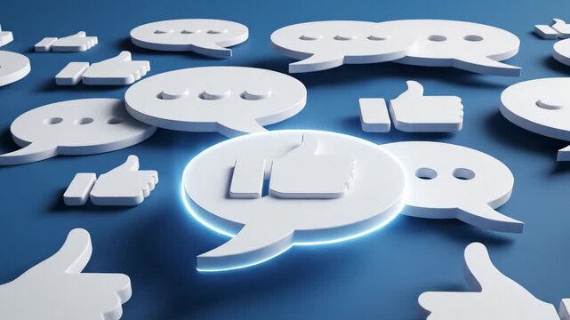 Social media icons on blue background