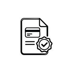 Fototapeta premium Secure document verification black and white vector icon for cybersecurity and data protection