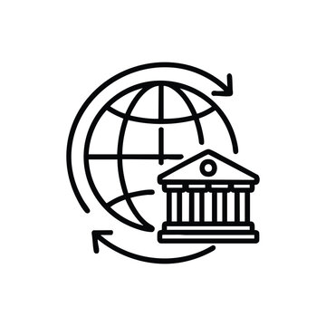 Cybersecurity for global online banking and financial transactions black and white vector icon