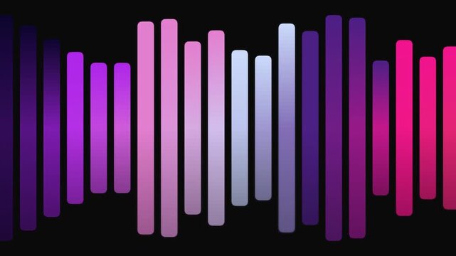 A vibrant 3d vector illustration featuring an abstract background with purple and white stripes representing a financial bar chart and sound waves for business growth and market success