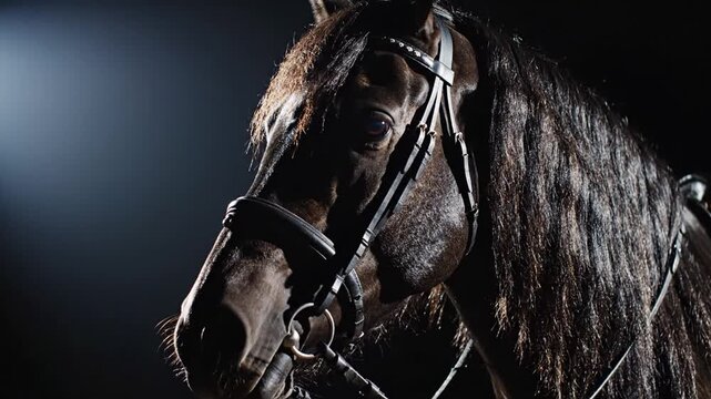 Dark Horse Profile Closeup Dramatic Lighting.