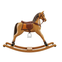 Wooden Rocking Horse Toy Isolated Black Background