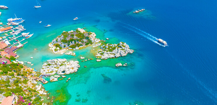 Aerial view with drone. Kalekoy - Simena - Kekova - Turkey.