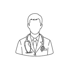 Fototapeta premium Minimalist Line Art Illustration of a Doctor with Stethoscope for Medical and Healthcare Designs