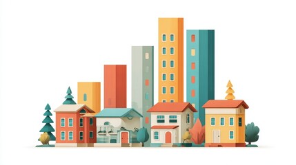 Naklejka premium Real estate investment infographic flat design side view property market theme animation colored pastel. 