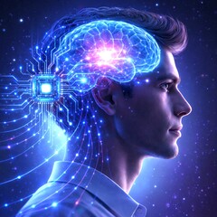 Obraz premium AI Neural Network Light Background Technology
