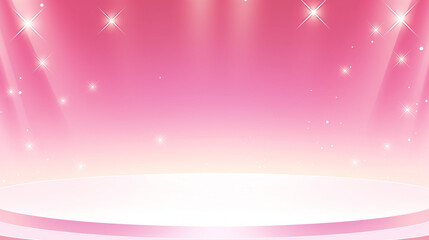 お誕生日パーティキラキラ輝くピンクのステージ背景　華やかなスポットライトキラキラカーテン