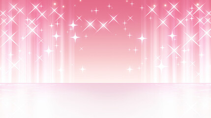 お誕生日パーティキラキラ輝くピンクのステージ背景　華やかなスポットライトキラキラカーテン
