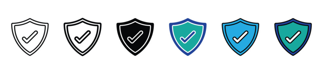 Modern Shield Icons for Cyber Security Concept