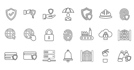 Security & Safety Icons Set &ndash; Cyber Security, Protection, Shield & Surveillance Vector Icons Pack
