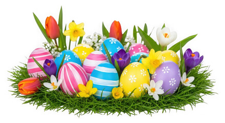 Colorful bouquet of vibrant flowers arranged in a cheerful springtime display