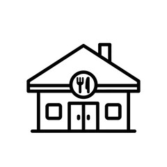 Fototapeta premium Simple Line Art Illustration of a House with Restaurant Elements