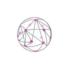 Abstract Global Network Sphere with Connected Nodes and Lines on Gray Background
