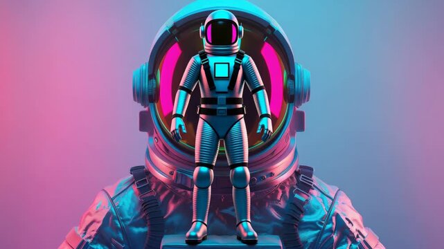 3D rendering of astronaut in space suit with vibrant background