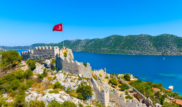 Aerial view with drone. Kalekoy - Simena - Kekova - Turkey.