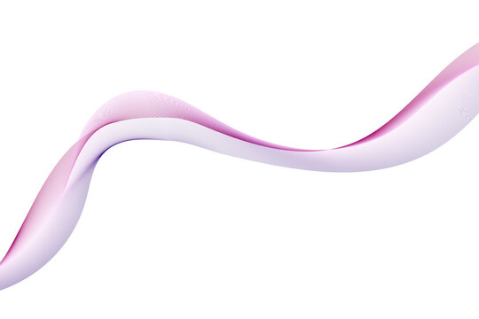A wavy pink and purple decorative ribbon with a delicate ruffled edge  on transparent background