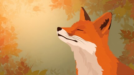 Obraz premium Fox enjoying a sunny moment in the forest during autumn season