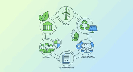 esg concept illustration: social, environmental, governance, sustainability