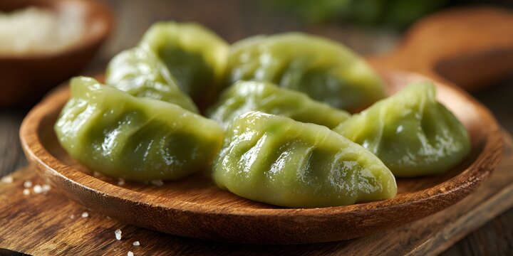 Kipo showcasing small green dumpling chewy texture glossy surface traditional Indonesian snack detail clean professional stock photo sharp macro photography style cinematic realism ultra