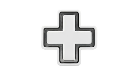 Obraz premium Glossy White Cross Symbol with Dark Border