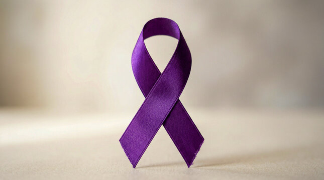 Lazo morado de sat&eacute;n brillante, s&iacute;mbolo del D&iacute;a Internacional de la Mujer (8M). Representa igualdad, derechos y justicia social. Imagen elegante ideal para campa&ntilde;as y comunicaci&oacute;n institucional.