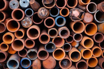 Stacked PVC Pipes Background &ndash; Industrial Construction Materials Close Up