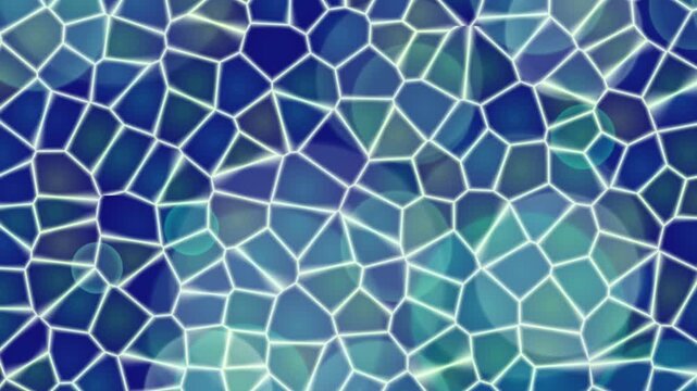 Seamless blue mosaic tile pattern with a geometric glass texture creates an abstract vector illustration of a summer pool water surface for a modern wallpaper design backdrop