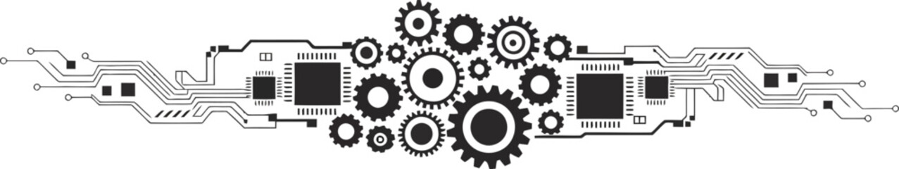 Abstract Hardware Circuitry and Mechanical Cogwheels Design