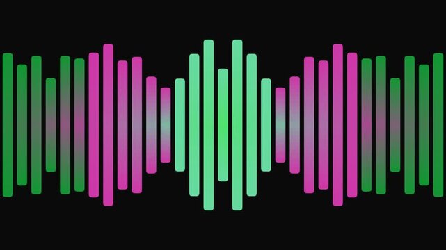 Abstract colorful background with rainbow lines and 3d business growth arrows featuring a music equalizer sound bar and city building vector art for a financial market data chart illustration