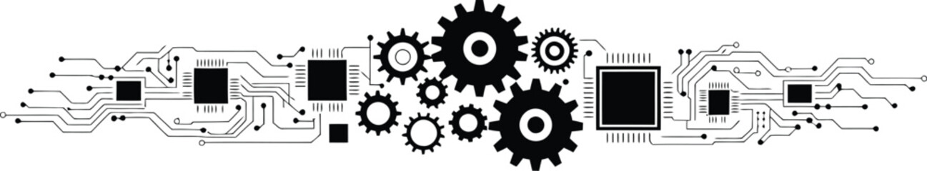 Scientific Engineering Background with Microchip and Gear Patterns